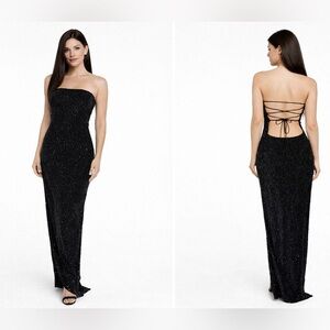 Panoply Black Beaded Strapless Backless Gown Size 10 Silk Evening Dress